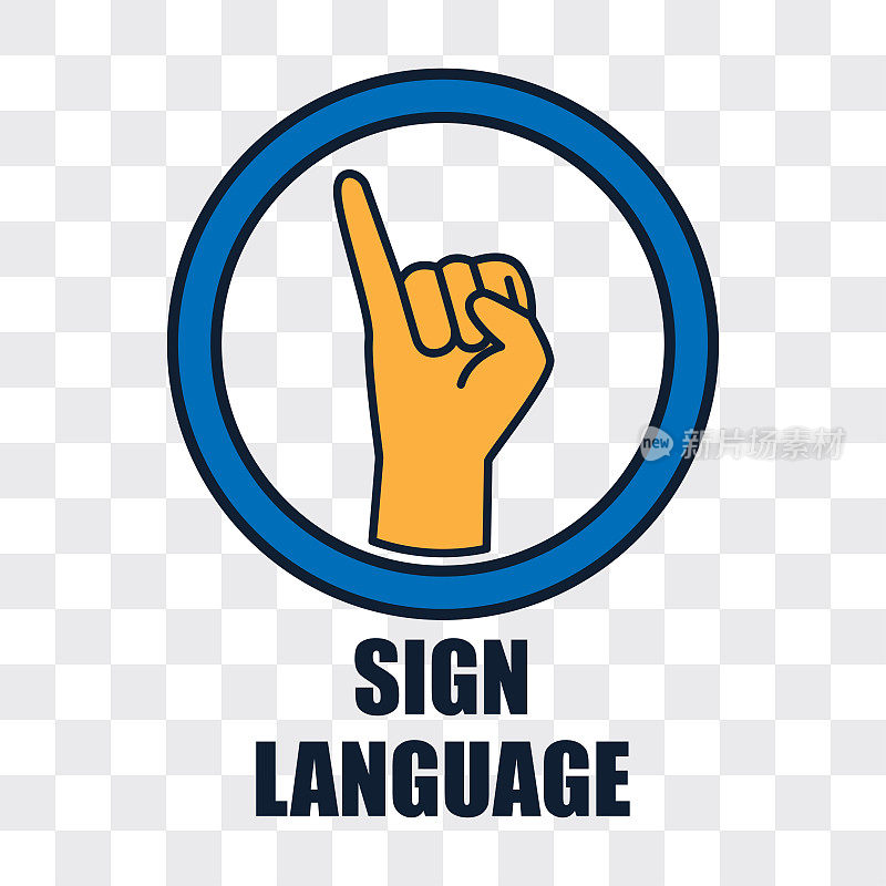 hand with sign language gesture on transparent background